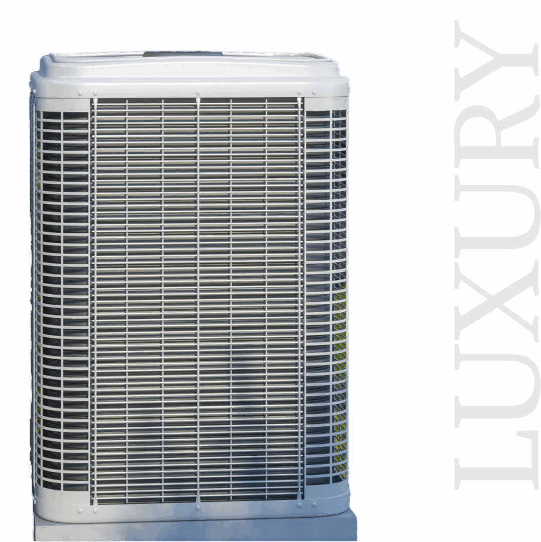 Modern outdoor air conditioning unit with sleek design.