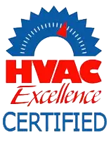 HVAC Excellence Certified logo with red and blue colors.